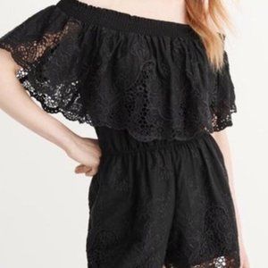 Abercrombie Black Eyelet Off the Shoulder Romper